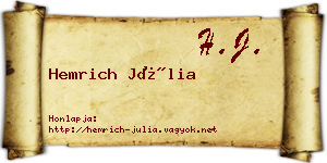 Hemrich Júlia névjegykártya